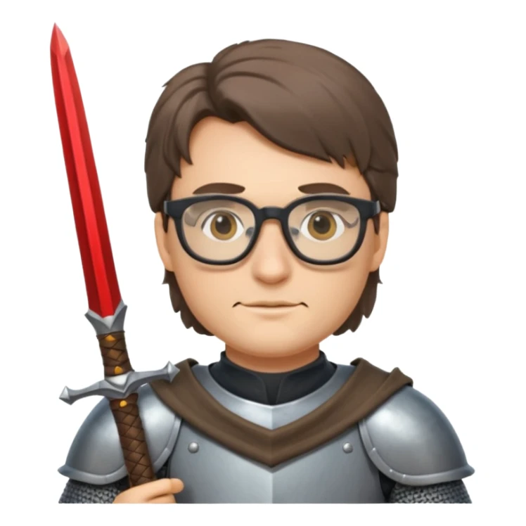 Knight holding sword, wearing glasses — glasses shining reflection sticker