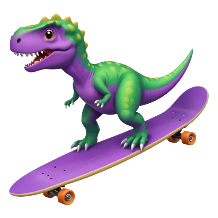 Dinosaur surfing on a purple wave with a skateboard  sticker