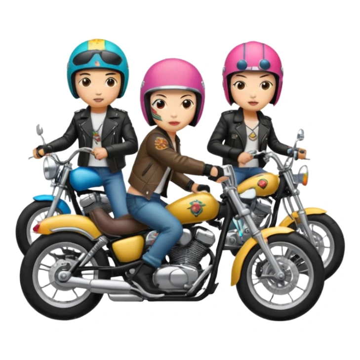 Japanese biker gang members riding motorcycles sticker