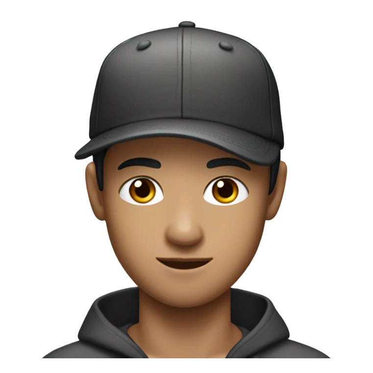 young Australian man, black hair, shaved , cap lv sticker