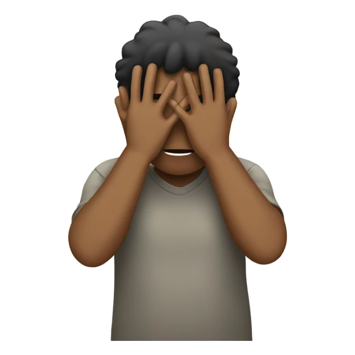 covers his face with his hands but peeks through his fingers sticker