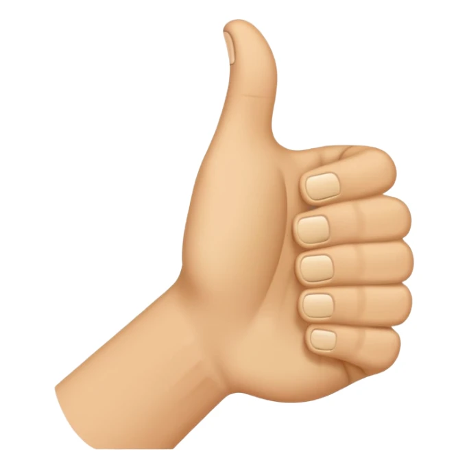 Design a single emoji that merges thumbs-up and thumbs-down into one clear glyph (ambivalent reaction). Use a flat emoji style, clean vector edges, center composition, 1:1 canvas, transparent background. The two thumbs interlock in a yin-yang style or a split-down-the-middle hybrid,  sticker
