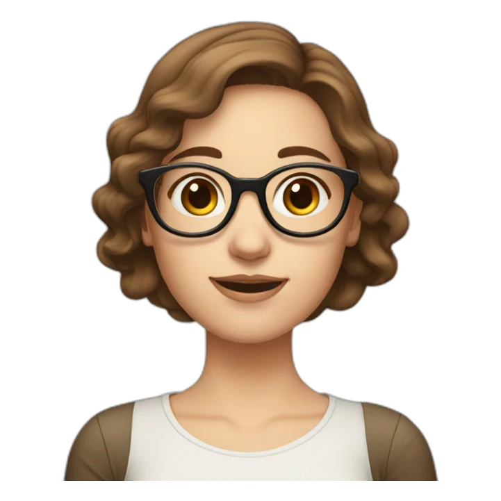 white girl brown hair wearing rounded glasses raising a hand sticker