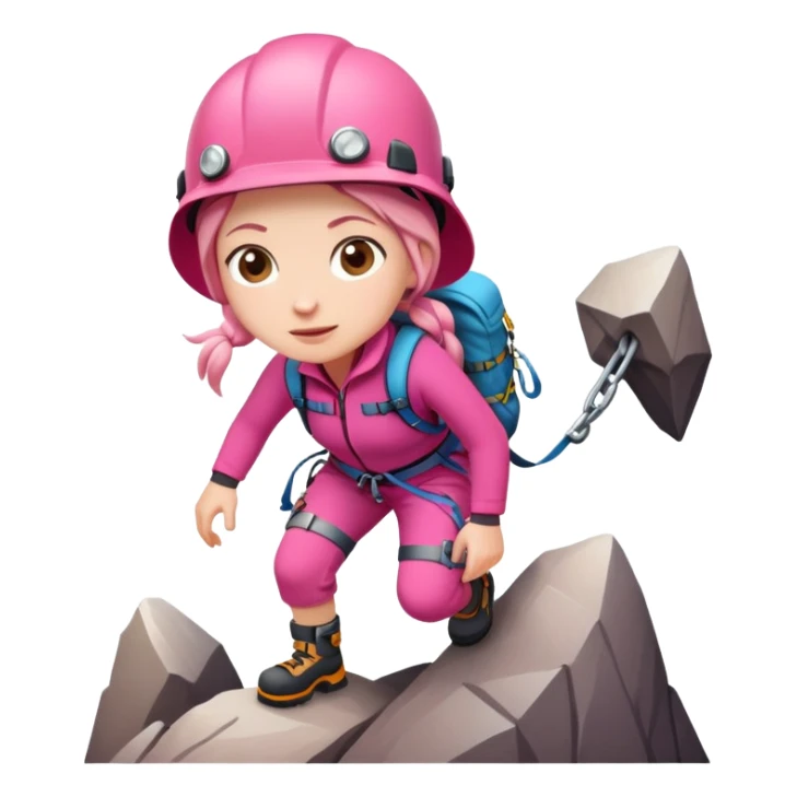 female mountain climber wearing pink clothes sticker