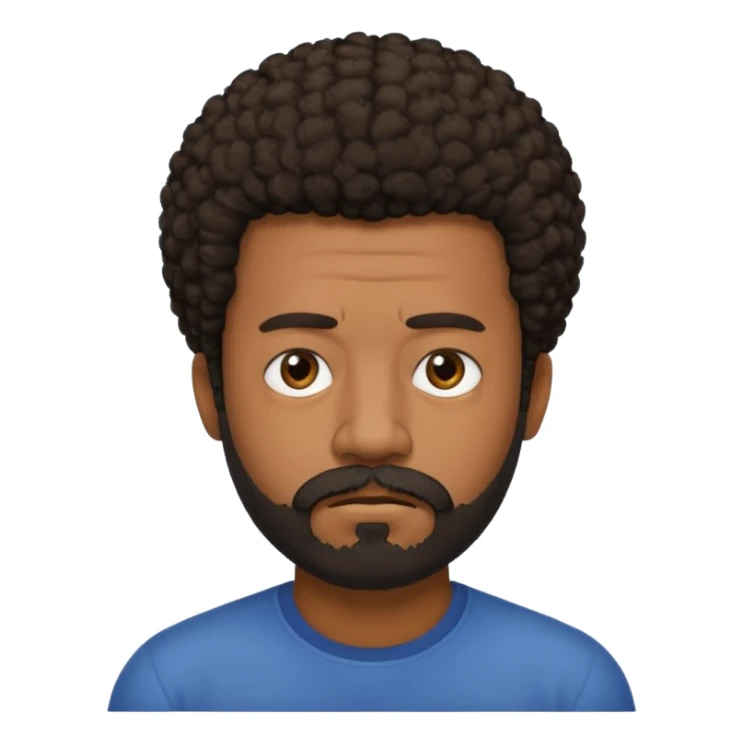 black man with beard, mustache, and short afro sad sticker