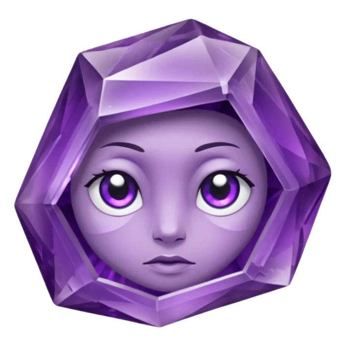 Single gemstone amethyst character rock, with carved facets with eyes beautiful sticker