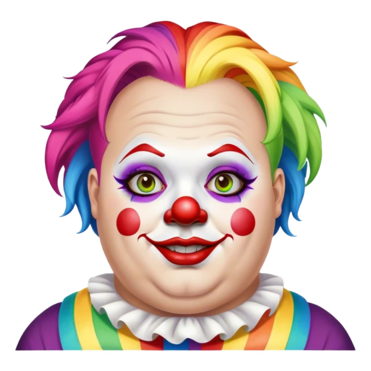 Woke overweight liberal angry with rainbow hair and clown makeup sticker