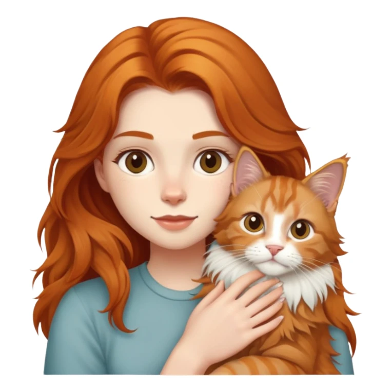 a Maine Coon cat holding a girl sticker