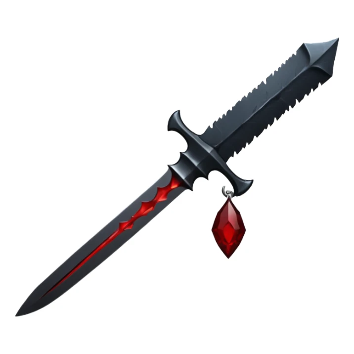 iOS emoji, dark fantasy dagger, obsidian blade, runes, blood drop, clean render, minimalism sticker
