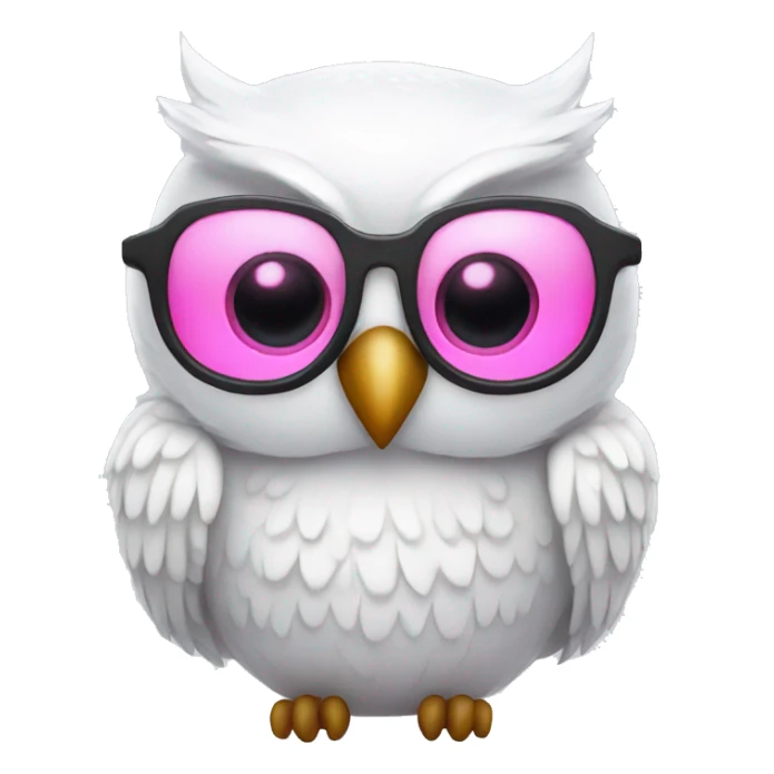 White owl with pink eyes and glasses sticker