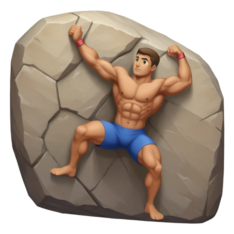 Muscly man climbing an indoor boulder sticker