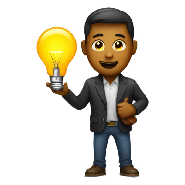 emoji holding a light bulb in his hand sticker