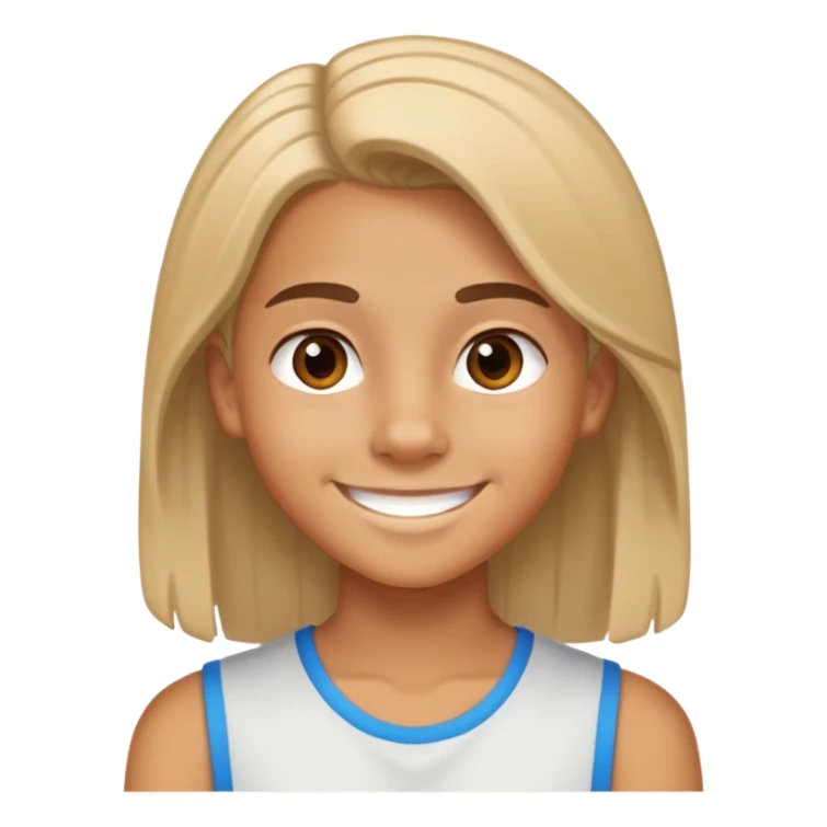 Tanned 13 year old, straight hair smiling sticker