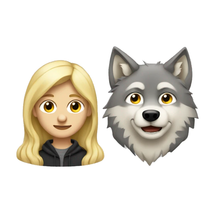 blonde hair boy next to a wolf sticker