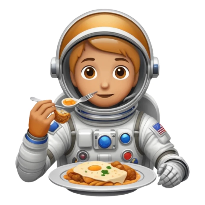 A person in a spacesuit eating a meal sticker