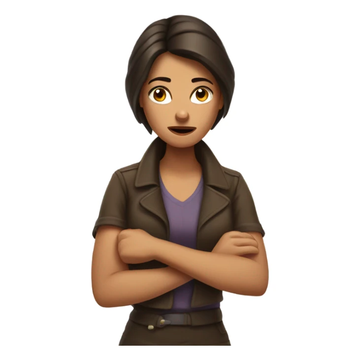 Brunette woman with give me a break expression  sticker