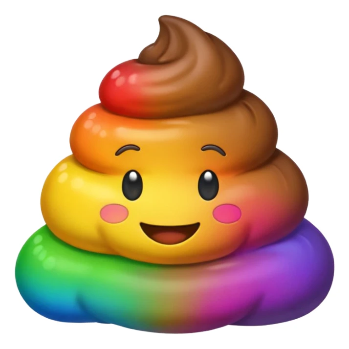 pile of poo emoji with a rainbow gradient, playful and colorful sticker