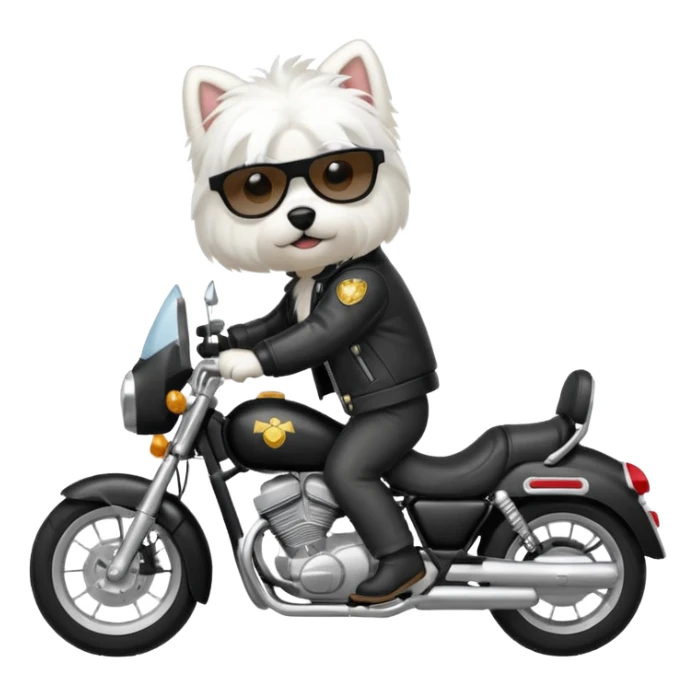 Maltese dog wearing a leather jacket and riding a motorcycle  sticker