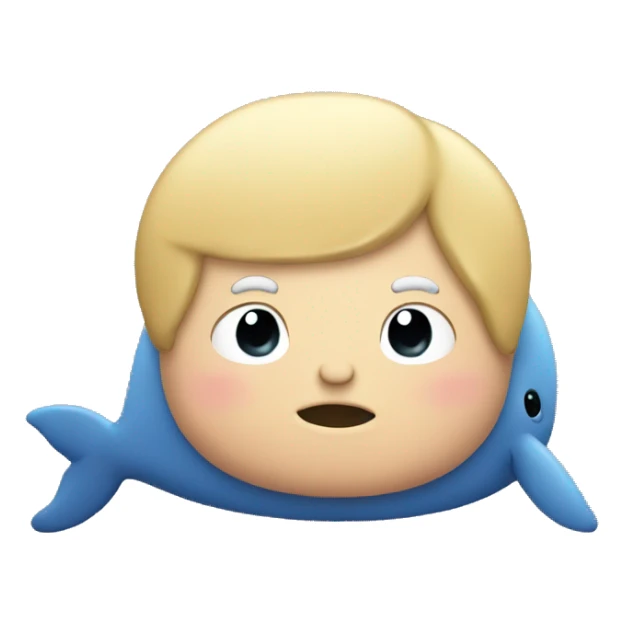 Fat whale with blonde hair sticker