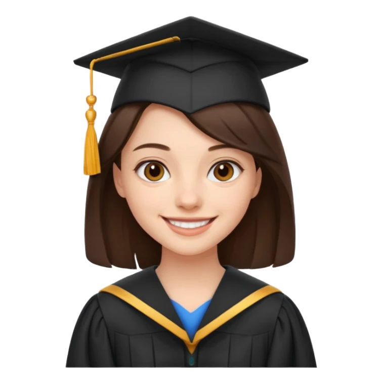 young brunette girl university graduate sticker