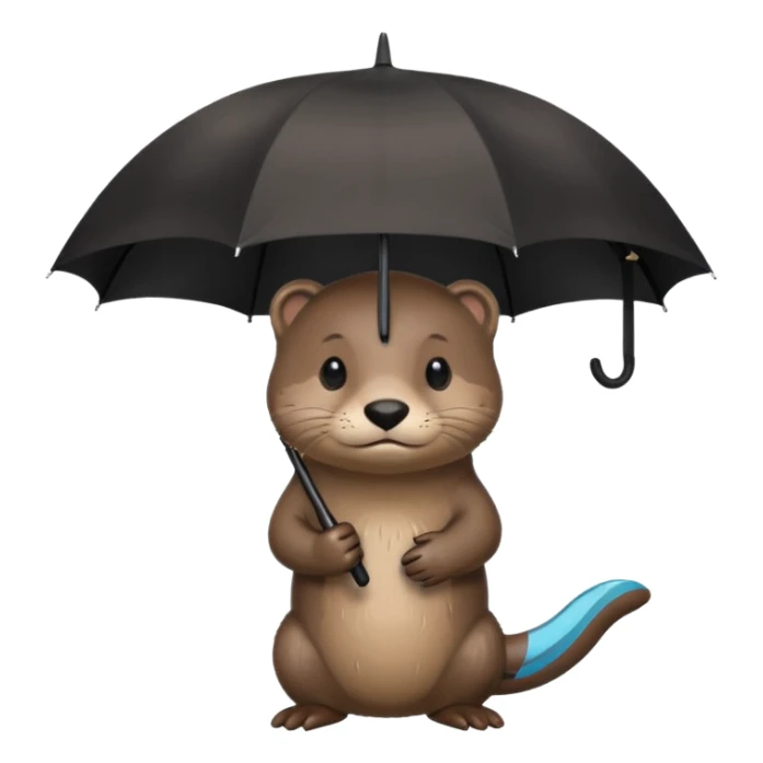 Loutre qui porte un parapluie dans sa main gauche  sticker
