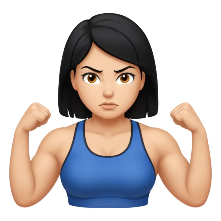 stocky woman running black hair sticker