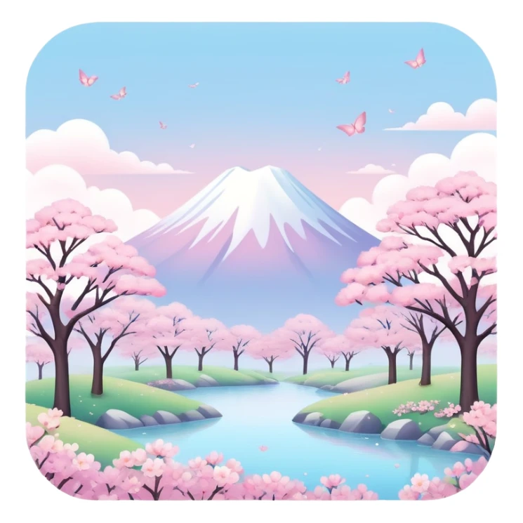 pastel surreal kawaii sakura landscape sticker