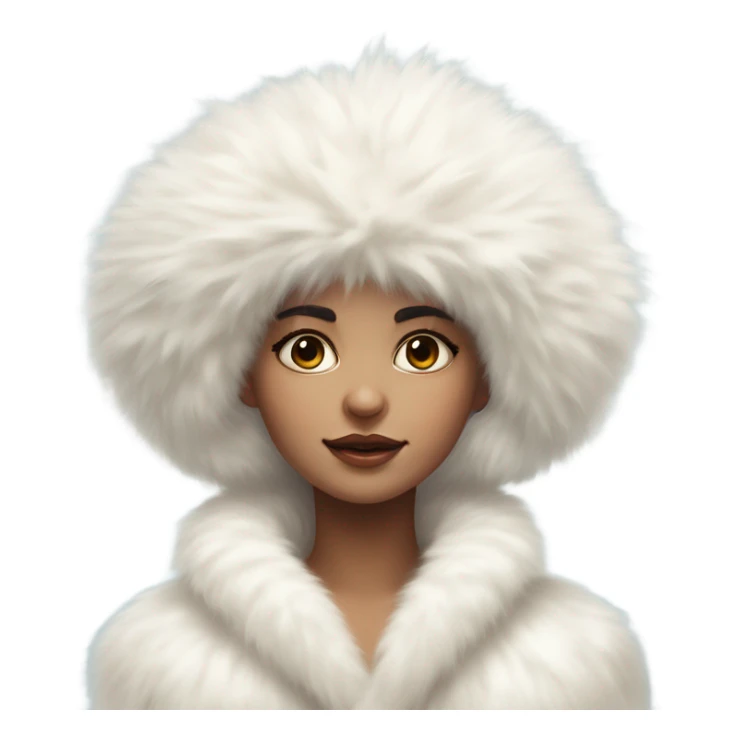 a girl with a white big fluffy fur hat and white fur coat, Ada Gladys Killins, aestheticism, a character portrait sticker