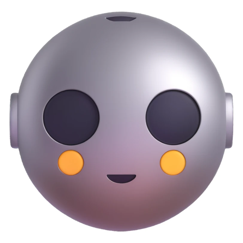 cute and round AI bot emoji, metallic finish sticker