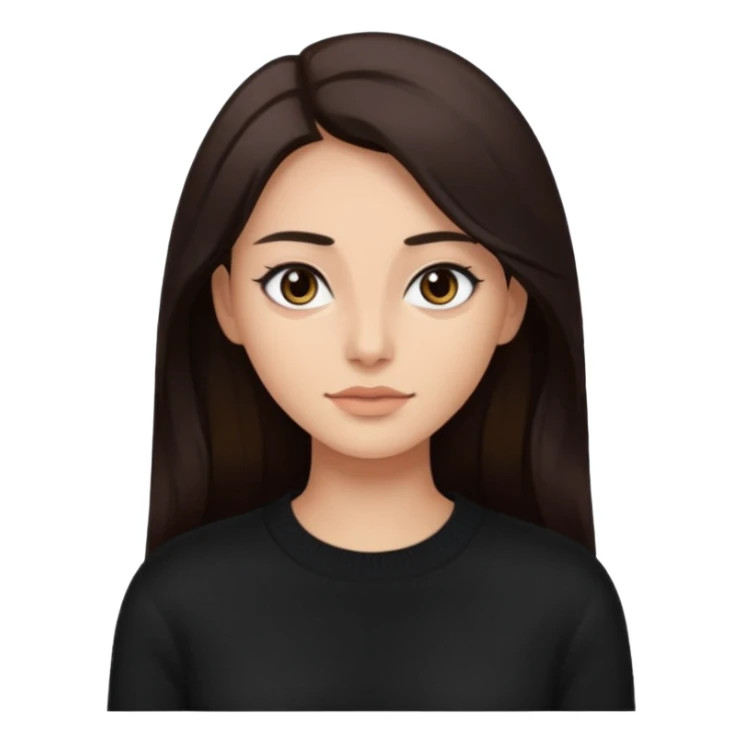 Lady with black sweater and long dark brown hair and eyes sticker