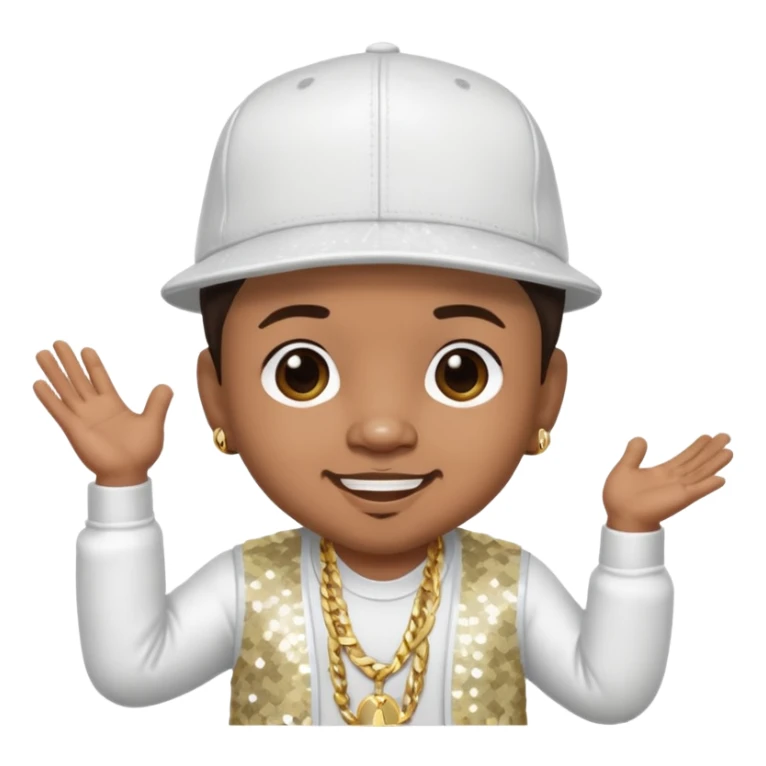 Baby Bash, Rapper with dark brown hair, white sequin outfit sticker
