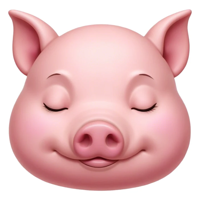 Meme-Worthy Cute Sleeping Pig Portrait Emoji, Head resting peacefully with a contented smile, showcasing a delightfully stout build and a luxuriously soft rosy-pink hide, eyes shut in a serene, restful nap, Simplified yet hilariously adorable features, highly detailed, glowing with a soft, drowsy light, high shine, relaxed and utterly lovable, stylized with an air of playful laziness, bright and heartwarming, soft glowing outline, capturing the essence of a comically sleepy pig, so meme-worthy it feels like it could instantly become the next viral sensation of adorable slumber! sticker