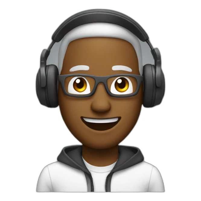 man wearing headphone and enjoy music sticker