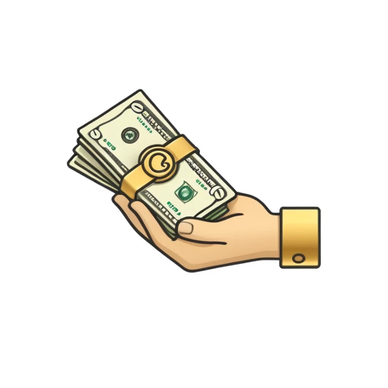 outline icon - hand holding money sticker