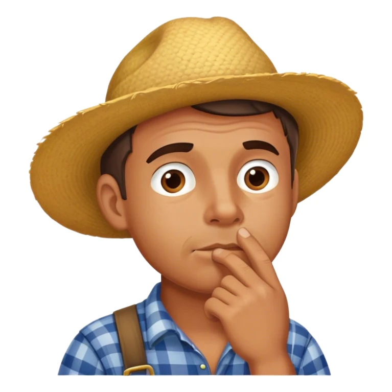 Agriculteur qui hésite avec main sur la bouche sticker