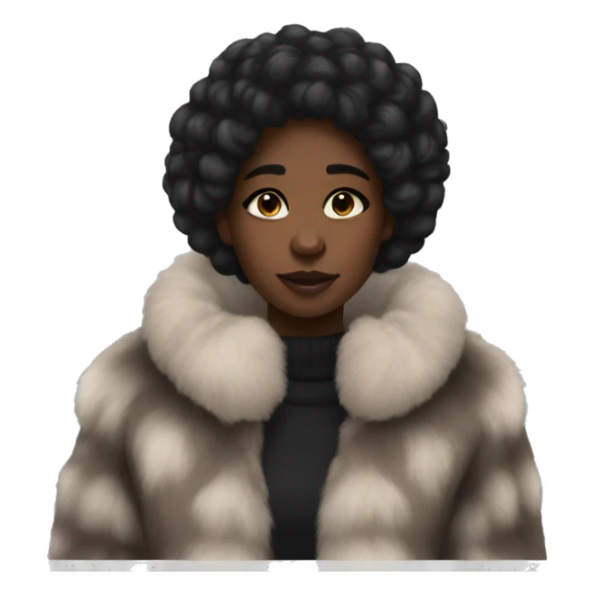 Black girl in fur coat aesthetic  sticker