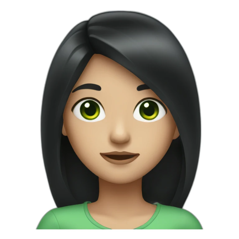 A girl with long black hair and green eyes  sticker