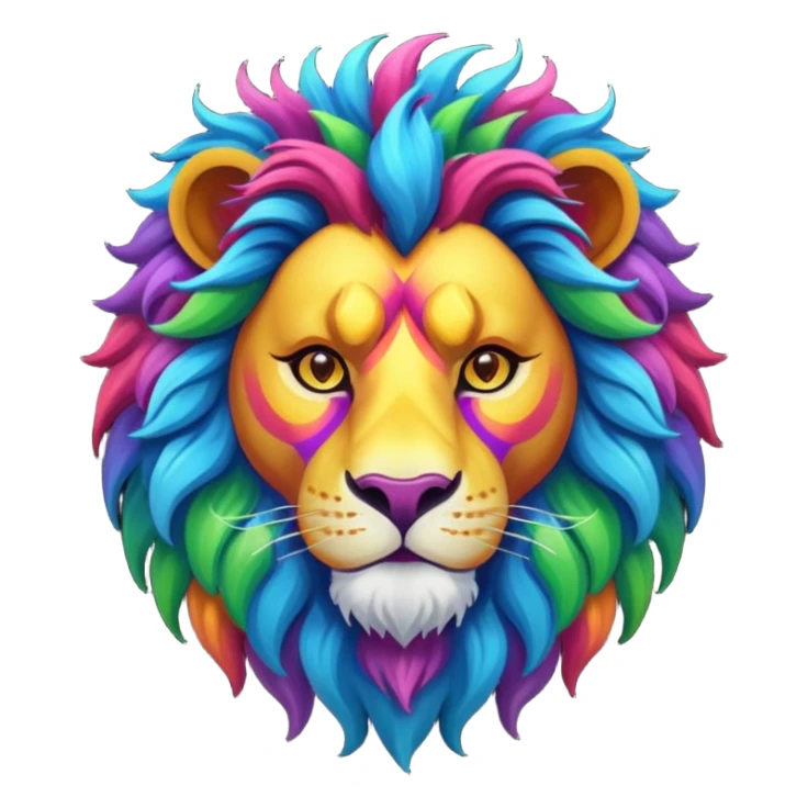mythical colorful horned lion sticker