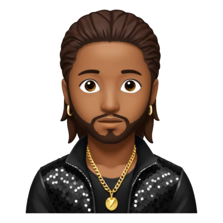 Omarion from B2K with long dark brown hair, black sequin outfit sticker