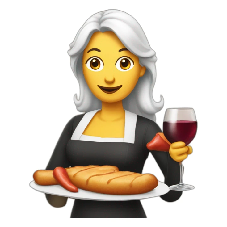 Frenchwoman with wienerschnitzel and wine sticker