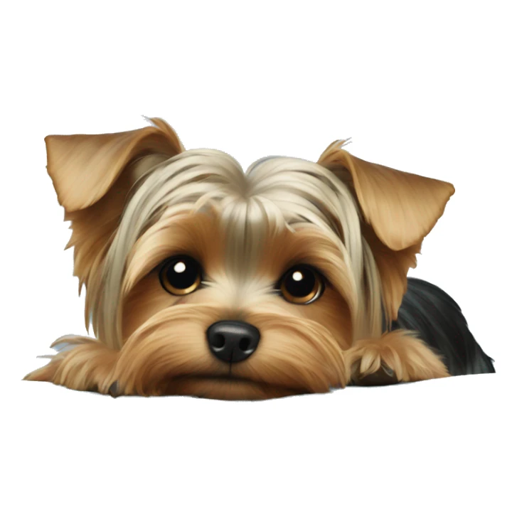 Yorkie dog laying on a blue pillow sticker