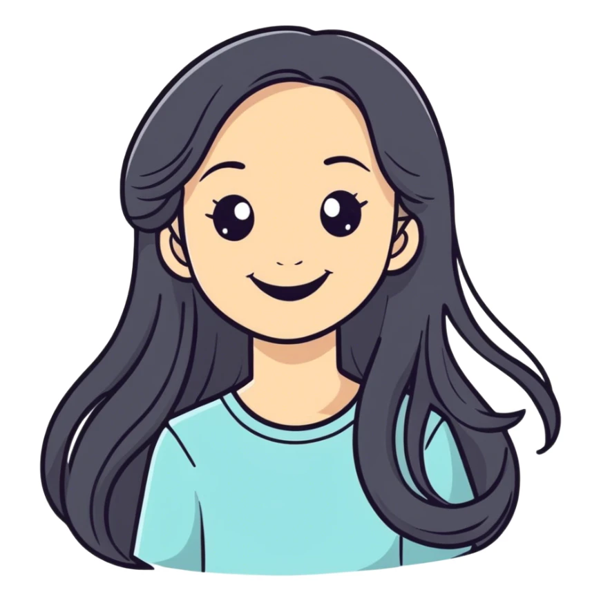 smiling girl with long hair sticker