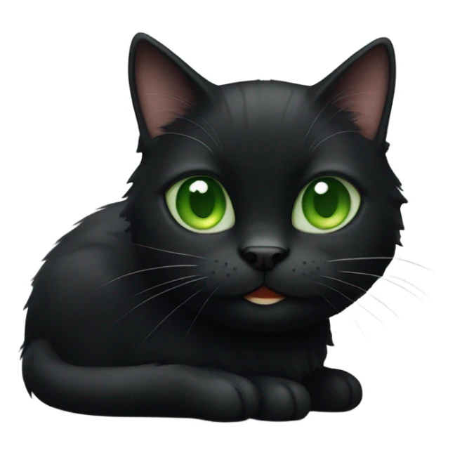 black short hair cat with green eyes winking sticker