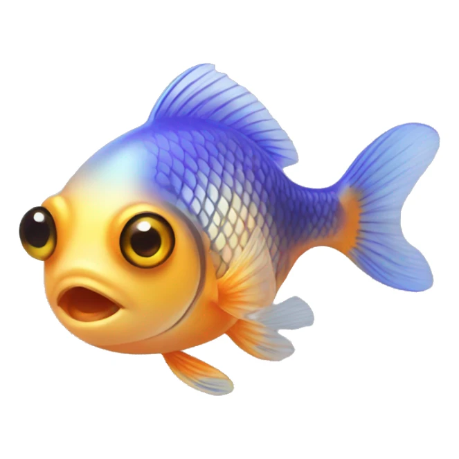 small cute gold fish with big eyes in aquerium sticker