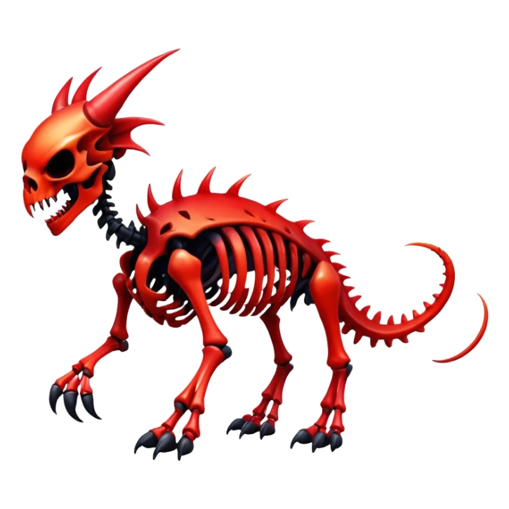 A black and red gradient epic shiny cool edgy skeletal animal-monster-creature, full body sticker