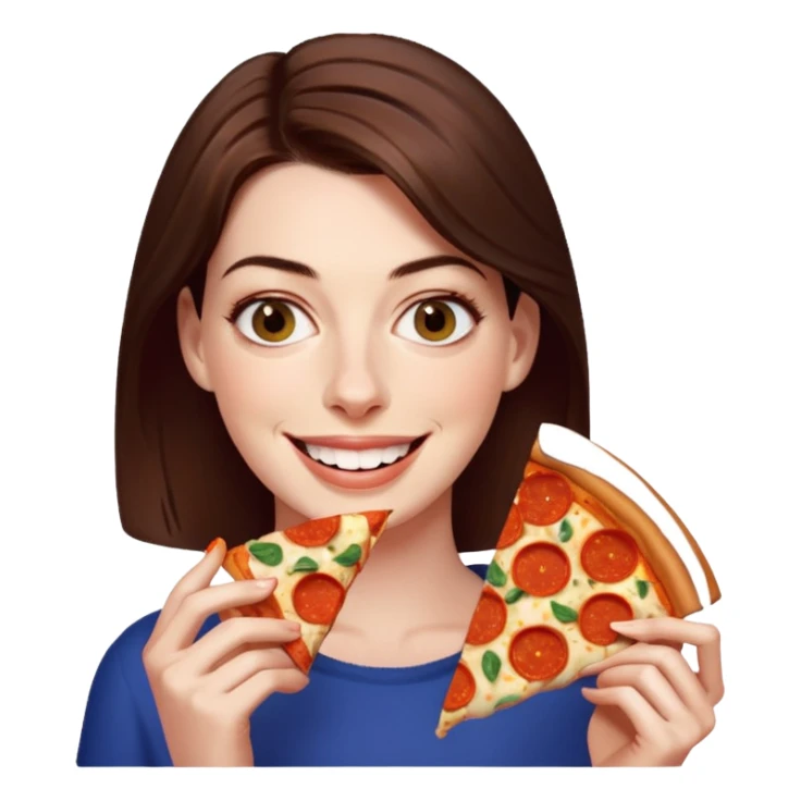 Anne Hathaway with pizza sticker