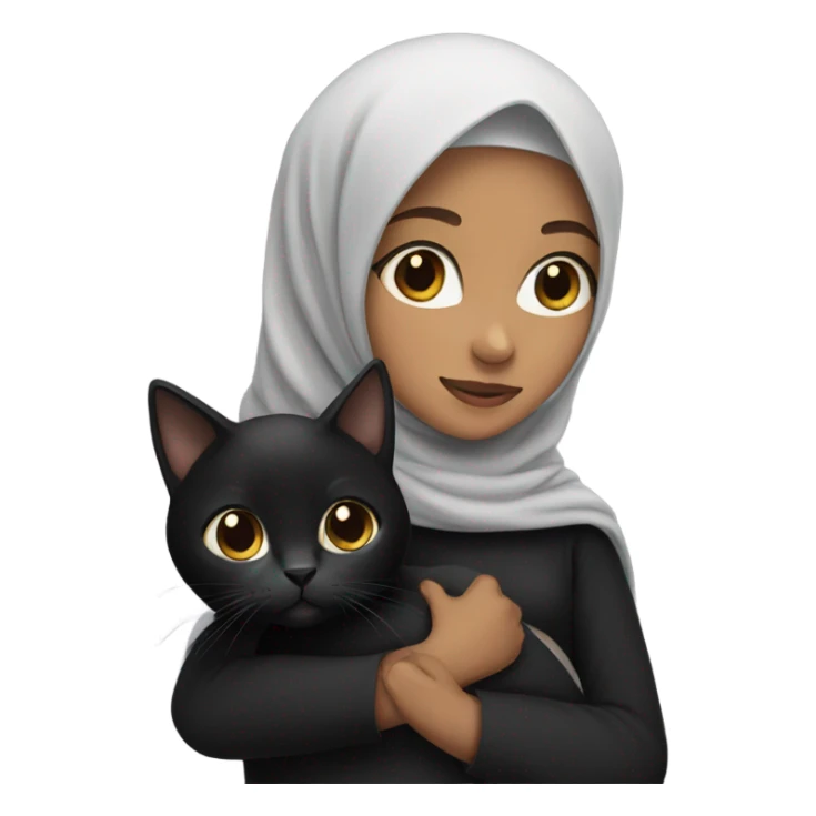 girl with black hijab holding black cat sticker