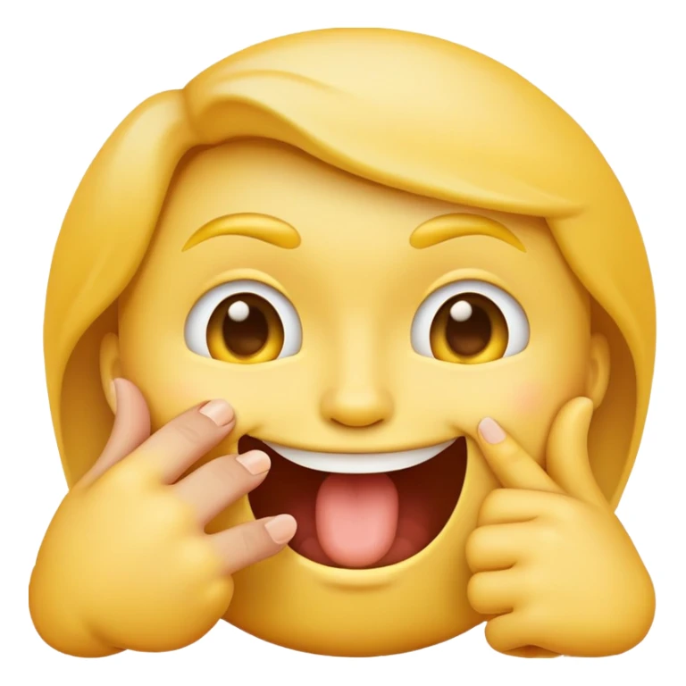 classic yellow face emoji biting a finger, same format as the blush emoji sticker