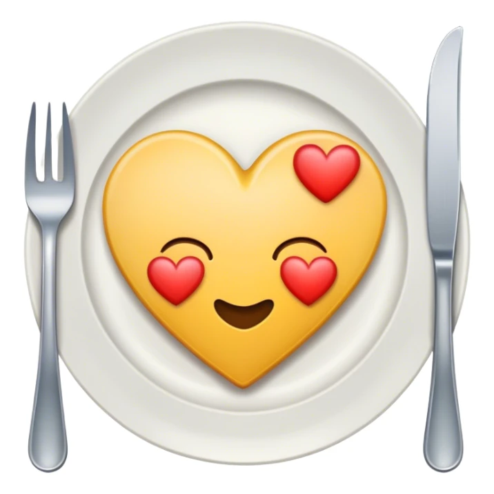 plate with fork on left & knife on right with heart on plate sticker
