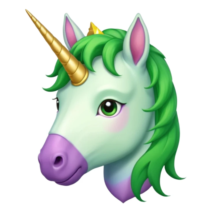 unicorn face cute and green haired and bearded sticker